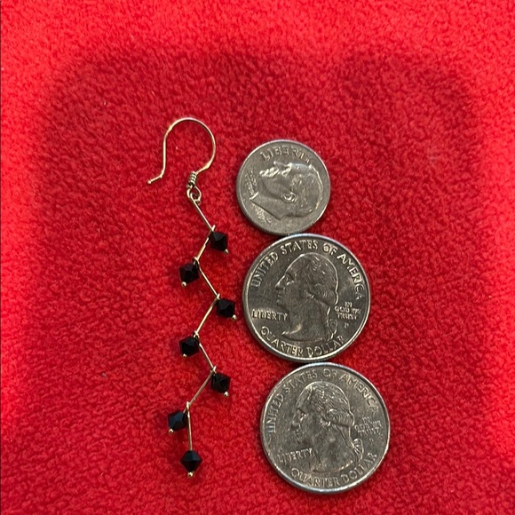 Fine Mexican Gold Dangle Earrings with Black Accents - Picture 2 of 2